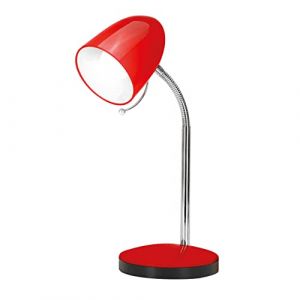 Lampe de bureau, lampe de lecture, lampe de chevet, style r&eacute;tro, en m&eacute;tal, avec col de cygne, orientable, avec interrupteur, douille E27 (sans ampoule, lampe de table rouge) (LED Universum, neuf)