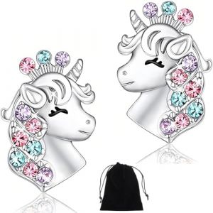 ZKGYUS Boucles d'oreilles licorne pour filles en argent sterling, cadeaux d'anniversaire pour les filles bijoux licorne, cadeaux d'anniversaire (VLAD SHOP ADV, neuf)