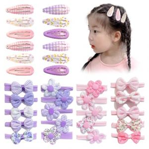 FOSDICK 32 PCS Accessoires Cheveux Fille, Elastiques Cheveux et Barrettes Fille, Doux Sans Couture Mignon, &Eacute;lastique pour Queue de Cheval pour Tout-Petits Nourrissons (FOSDICK, neuf)