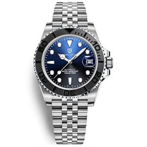 Montre Homme Pagani Design Montre M&eacute;canique Automatique Mouvement NH35 &Eacute;tanche 100M Verre Saphir Lunette C&eacute;ramique Acier Inoxydable Montre de Plong&eacute;e PD-1651 Yacht Master(Anniversaire Noir Bleu) (Pagani Design Limited, neuf)