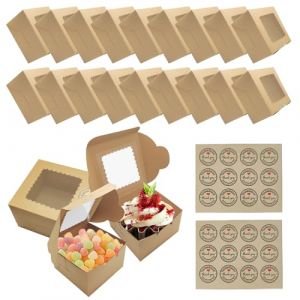 LFBEST Lot de 18 Bo&icirc;tes &agrave; Cupcakes,Cadeaux en Papier Kraft Avec Bo&icirc;tes,Boite a Gateau Bo&icirc;tes en Carton Avec Fen&ecirc;tre et 24 Autocollantspour P&acirc;tisseries,Biscuits,Petits G&acirc;teaux,Tarte,Cupcakes(Brun) (Fishing Fun, neuf)