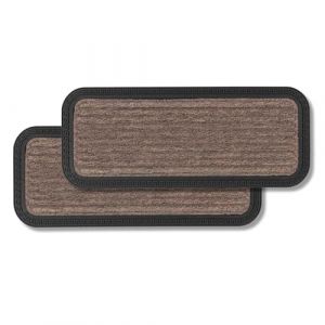 Astra Paillasson extérieur et intérieur - Lot de 2 25 x 60 cm Lignes Marron - Paillasson antidérapant - Tapis Anti-salissures résistant - Paillasson extérieur pour marches (Carpido, neuf)