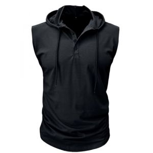 MakingDa Sweat à capuche athlétique à manches courtes pour homme - Pull à capuche tendance - Pull à capuche boutonné - Coupe musclée - Léger - Hip Hop - Course à pied - Boxe - Randonnée - Sport, Sans (Color Rush, neuf)