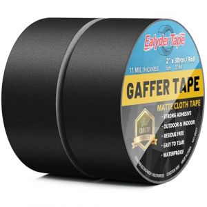 Ealyder Tape Noir Gaffer Ruban adh&eacute;sif en tissu, 50 MM x 27.4M, 2 Pack Mat Chiffon Tuban Adh&eacute;sif, Gaffers Tape pour C&acirc;bles, Photographie (ealyder business, neuf)