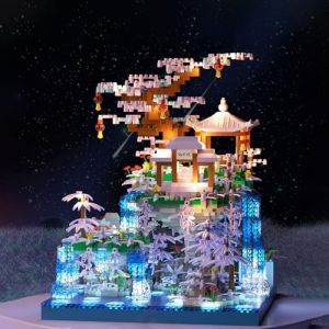 2436 pièces Micro Briques,Bricolage Modèle avec LED Lumière,Kit Maison d'arbre Sakura pour Adultes,Jouets d'architecture modulaires Non Compatible avec Maison Lego (wanakeji, neuf)
