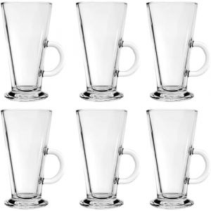 MIVIDE Lot de 6 Tasses à Café Irlandais, 250 ml Verres à Café avec Pied, Irish Coffee Tasse pour Cappuccino, Thé, Café, Latte (CAO LEI, neuf)