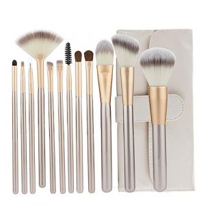 FOYTOKI 1Ensemble Kit de Pinceaux de Synth&eacute;tique Ensemble de Brosses &agrave; Cils &agrave; Sourcils et Blush de Riz Malette de Rangement (Wyn White, neuf)