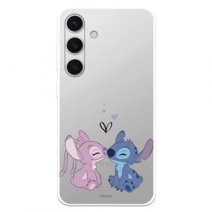 Coque compatible avec Samsung Galaxy S24 officielle Disney Angel & Stitch Baiser pour protéger votre téléphone portable Coque en silicone transparente souple sous licence officielle Lilo & Stitch (La Casa de Las Carcasas, neuf)