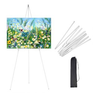 XRCHAA Chevalet d'Artiste R&eacute;glable, 169cm Chevalet de Peinture M&eacute;tallique Pliable pour Toile et Pr&eacute;sentation de Tableaux Easel de Mariage Portable avec Pinces, Blanc (Xuanrui shop, neuf)
