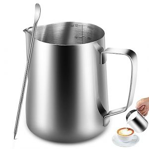 Anpro Pot à Lait 350ml - Pot à lait en Acier Inoxydable avec Mesure Mark pour Faire Mousse Le Lait,des Capuccinos, Boisson (Karlodeng-tech, neuf)