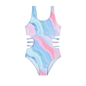 Maillot De Bain Ado Fille 1 Pieces 5-14 Ans Creux Pas Cher Maillot De Bain Une Pièce Enfant Fille Gainant Monokini Mignon Chic Casual Plage Océan Natation Piscine (Blue, 13-14 Ans) (SoLu DAY8, neuf)