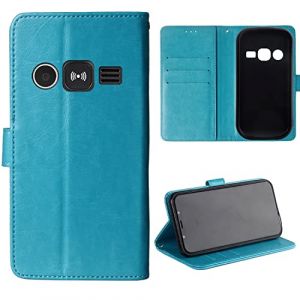 Lankashi Flip Premium Retro Business Cuir Housse Coque Étui pour Doro 1360/1361 / 1362 2.4" TPU Silicone Cas Téléphone Couverture Protecteur Portefeuille Cover Case Support Book Stand (Bleu) (lankashi-uk, neuf)