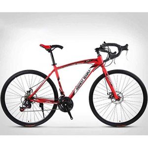 ALQPPM Vélo de Route 26 Pouces, Vélos 24 Vitesses, Freins À Double Disque, Cadre en Acier À Haute Teneur en Carbone, Course de Vélo de Route, Rouge/Rouge (GaGaBaoDaDan, neuf)