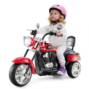 SOARS Moto &Eacute;lectrique Enfants 6V &agrave; 3 Roues avec Phare LED et Sons, Voiture &Eacute;lectrique 91 x 48 x 64 cm, Conduite R&eacute;aliste avec Acc&eacute;l&eacute;rateur &agrave; P&eacute;dale, 3 km/h, Charge 30 kg, 3 Ans+ (Rouge-Pompiers) (Magichome24, neuf)