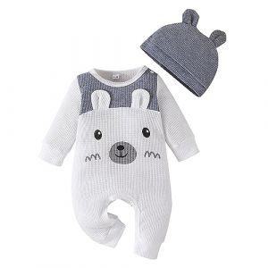 Huttam Body Bebe Garçon Manche Longue Automne Vêtements Bébé Fille Naissance 0-12 Mois Pas Cher Printemps Combinaison Pyjama Bebe Garçon Grenouillère Éléphant Imprimé Barboteuse (jianbaiEU, neuf)