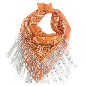 SLXLYH Écharpe respirante pour femme avec franges, bandana tendance à motif noix de cajou pour femmes et filles (orange) (anbeidianzi, neuf)