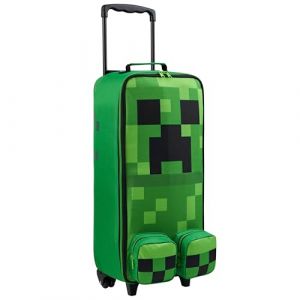 Minecraft Valise Enfant Garcon, Sac Trolley, Creeper Valise Pliable avec Roulette, Bagages Enfant pour Voyage &Eacute;cole, 64x17x25cm, 17L (Get Trend., neuf)