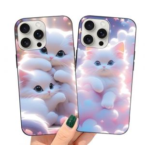 Yimctoie 2 Pi&egrave;ces Coque pour Apple iPhone 7 Plus/8 Plus 5,5", &Eacute;tui en Silicone Noir avec Mignon Chat Motif Kawaii Housse de Protection Souple TPU Antichoc Bumper Cover pour iPhone 8 Plus (JOSS SKELTON, neuf)