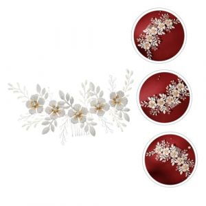 Gogogmee Peigne &agrave; Cheveux Fleur et Feuille Blanc &Eacute;l&eacute;gant Chic pour Femmes Mariage C&eacute;r&eacute;monie Accessoire &agrave; Cristaux (Xiaanmall, neuf)