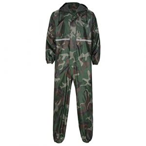 ranrann Homme Combinaison de Pluie Imperméable Réfléchissant Salopette de Travail à Capuche Combinaison Pêche Zippé Multi-Usage Vêtements de Pluie M-4XL Type A Camouflage XXL (ranraneu, neuf)