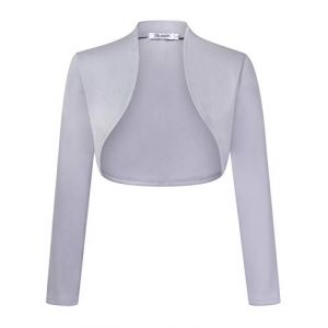 KOJOOIN Cardigan Court boléro Femme Cardigan Court Festif Veste épaule élégante ，A-Gris，L (Somso, neuf)