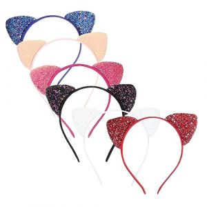 TOVINANNA 6pièces Bandeau à Oreilles De Chat Sequins Accessoires Capillaires Pour Pour Et Cosplay Rouge Orange Noir Blanc Bleu Rose (Qieiyi, neuf)