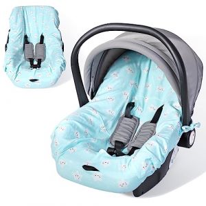 Orzbow Housse Siege Auto Bebe pour Cosy (Maxi COSI,Bebe Confort,Cybex etc.),Protection de Siège Auto Été avec 100% de Coton,Respirant et Lavable en Machine (Sourire Bleu) (Orzbow Official Store, neuf)