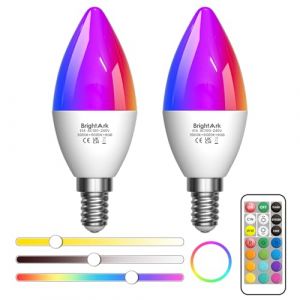 BrightArk Ampoule LED E14 Couleur Avec Telecommande, Ampoule E14 Changement Couleur Dimmable, RGB + Blanc Chaud + Blanc Froid, Lampe RGB pour la maison, d&eacute;coration, f&ecirc;te (Lot de 2) (BrightArk-EU Direct, neuf)