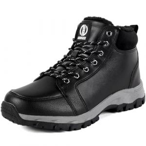 GURGER Bottes Homme Hiver Imperm&eacute;able Fourr&eacute;es Chaude Cuir Bottes de Neige Apr&egrave;s Ski Bottines l'hiver Montante Chaussures de Randonn&eacute;e Noir Taille 43 (DOSYIKES, neuf)