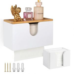 EFUTURETIME Jeu de Distributeurs d'essuie-Mains en Bambou, Distributeur Mural de Serviette en Papier avec Couvercle Magn&eacute;tique - Petite Bo&icirc;te &agrave; Mouchoirs, pour Papier H2, Mouchoirs, Blanc (efuturetime, occasion)