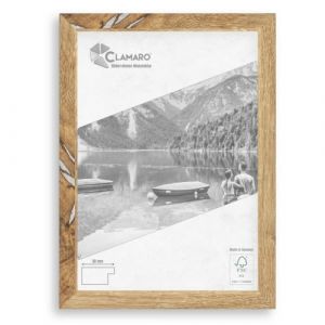 Clamaro 'COLLAGE' cadre photo 32x45 fabriqué à la main sur mesure | Chêne vieux bois | Cadre moderne en MDF, avec verre acrylique, fond et suspension (Clamaro, neuf)