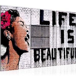 Runa Art Life is Beautiful Peinture Tableau Salon XXL Gris Art Urbain 120 x 80 cm 3 Parties Decoration Murale 301331a (Runa Art GmbH, neuf)