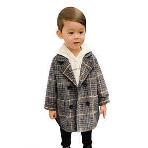 Generisch Manteau pour gar&ccedil;on 2025 - Trench coat pour enfant - Col en laine - Manteau &agrave; carreaux pour b&eacute;b&eacute; - Double tout-petit - &Eacute;l&eacute;gant - Veste en jean gar&ccedil;on 98, gris, 2-3 ans (⭐⭐⭐⭐⭐Five star⭐⭐⭐⭐⭐, neuf)