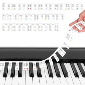 URAQT Autocollants de Clavier de Piano, Gel de silice R&eacute;utilisable Autocollants de Piano de, Accessoires Pour pianos de taille standard &agrave; 88 touches, Id&eacute;al pour Enfants et D&eacute;butants (Color&eacute;) (Kitchensupplier, neuf)