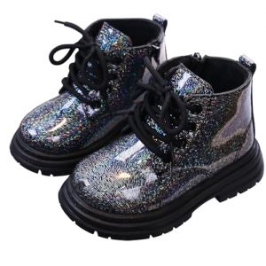 Maeau Bottines Enfant Fille Gar&ccedil;on Bottes &agrave; Lacets Botte Paillettes Courtes Bottes Cheville Brillantes Imperm&eacute;able Bottes Plates Vernis Noir 21 Chaussures Antid&eacute;rapant Clignotante Fermeture &Eacute;clair (YOUXINGEU (Livraison sous 5 &agrave; 12 jours）, neuf)