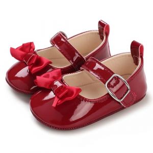 MASOCIO Chaussure Bebe Fille Ballerine Premier Pas Chaussures de Marche B&eacute;b&eacute; Souple Taille 19 Chaussons Princesse 6-12 Mois Rouge (Ortego, neuf)