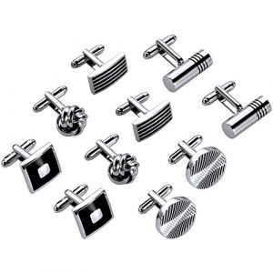 5 Pairs Boutons de Manchette, Lictin Bouton de Manchette Homme Pour Chemise Mouvement de Montre Acier Inoxydable Pour Mariage Business Commercial F&ecirc;te des P&egrave;res (LinyanRrsai, neuf)