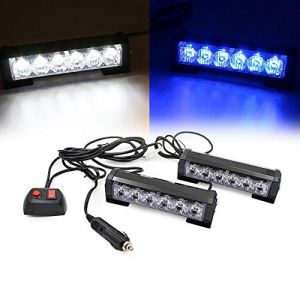 Triclicks 2 * 6 LEDs Feux de Pénétration Lumière Stroboscopique Eclairage Clignotant à 9 Modes pour Voiture Camion Véhicule SUV Lampe pour Avertissement Urgence Secours Travaux DC12V (houndsports, neuf)