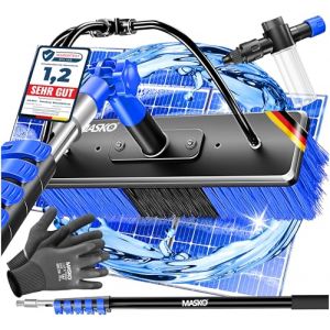 MASKO® Brosse de lavage télescopique avec raccord d'eau 10,8 m Brosse de nettoyage avec manche télescopique extensible | Balai télescopique | Nettoyage des fenêtres et des installations PV | Poils (WMK Trading GmbH, neuf)
