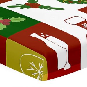 Hiseng Drap Housse pour Lit Bébé Enfant Imprimé Noël Doux Draps Housses pour lit de Bébé et lit d'Enfant Protège Matelas Compatible pour Berceaux de Chevet (fruits rouges,65x95cm) (Hiseng, neuf)