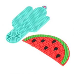 ADOCARN 2 Pièces à Récurer En Silicone Brosse à Cactus Drain Nettoyeur Double Cosmétique Moussant Tapis De Brosse Bol Nettoyage Réutilisable Éponge Gel De Silice (Qihmm, neuf)
