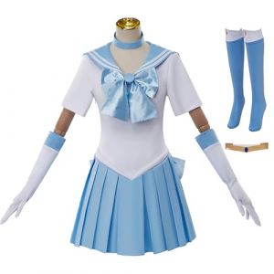 AYIMEIS Mizuno Ami Cosplay Costume Set Femme D&eacute;guisements de Anime Sailor Girl Costume Sailor Mercury Cosplay Uniforme de Marin JK Uniforme Japonais No&euml;l Halloween Carnaval F&ecirc;te Tenue Azur (AIYIMEIDE, neuf)