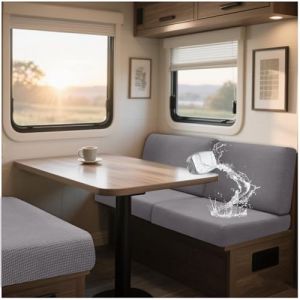 Housses de coussin tr&egrave;s extensibles pour caravane, Jacquard Housse Banquette Camping Car avec 2 Courroies pour Caravane, Camping-Car, remorque, si&egrave;ge de Camping-Car (Gray,L 130-160cm,W 40-65cm) (NNSMUN-, neuf)