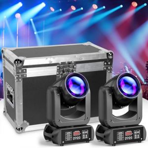 2Pack 150W Lyre LED Spot Beam DJ Disco Lumi&egrave;re avec 1 Flight Case Flycase Pour No&euml;l Concert Bar Party Mariage (LINLONG-EU, neuf)