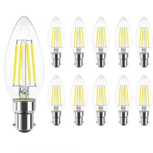 WULUN B15 c35 4w Edison LED ampoules, B15 ba&iuml;onnette t&ecirc;te, &eacute;quivalent 40 Watts, 6500k coolwhite, AC 220-240V, 400 lumens, protection oculaire, pack de 10, non dimmable, lustre. (wulun, neuf)