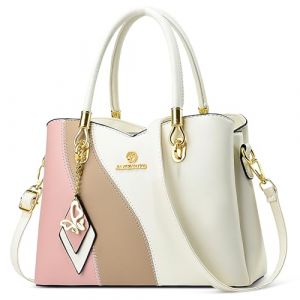 FOLOVEYA Sac &agrave; Main Femmes &Eacute;l&eacute;gant Sac Cabas Imperm&eacute;able Sac &Eacute;paule Grand Capacit&eacute; Sac Fourre-Tout Bandouli&egrave;re Dames Multicolore Shopper Pour Les Travail Voyage Ville Affaires en PU Cuir Blanc (GATE14 S.R.L, neuf)