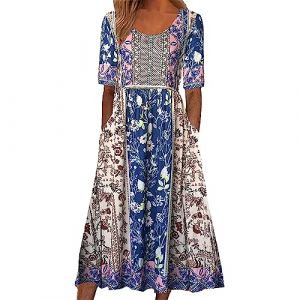 WVONIF Robe Femme Ete Chic Chic et Elegant l'&eacute;glise d&eacute;contract&eacute;e Impression en Chiffon &agrave; Manches Longues Paire avec Jupe Pliss&eacute;e V&ecirc;tements Femme &Eacute;l&eacute;gant Chemise Robes De Soie Robe Boheme Femme (BAULMD（90% Big Promotion Without Discount Code ）, neuf)