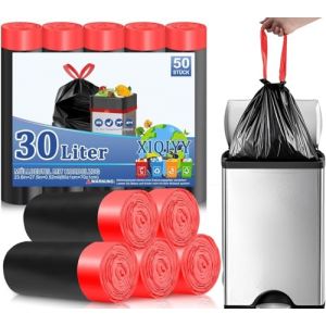 XIQIYY Sac Poubelle 30L avec Coulisse, (60&times;70cm), 50 Sacs Poubelle Noirs Grande Capacit&eacute;, Anti-Fuite et Id&eacute;als pour Cuisine, Salle de Bain et Bureau (HomeClean Store-RF, neuf)