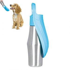 GourChien PromenaIsotherme, 750ML Bouteille d'eau Portable pour Chien, Gourpour Chien avec Abreuvoir, Bouteille d'Voyage Portable pour Chien Et Chat Animal Compagnie en Plein Air (Pomurom, neuf)