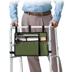 supregear Sac de Marche avec Porte-gobelet, Pochette pour Fauteuil Roulant Résistant à l'eau Panier D'accessoires de Marche Pliant pour Fauteuils Roulants, Déambulateurs, Scooters, Vert Militaire (J&D Tech FR, neuf)